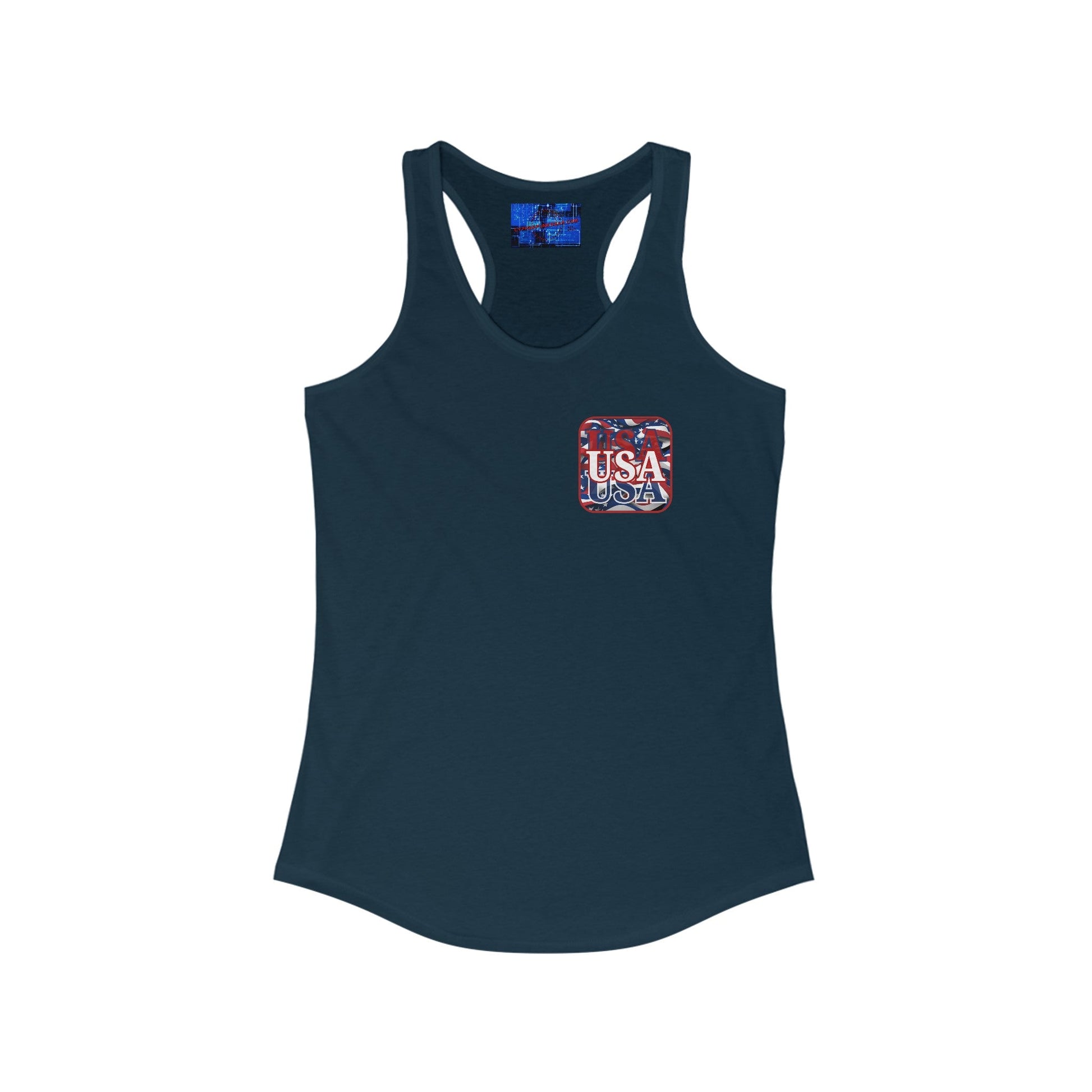 2 - sided Red WHITE and Blue USA Patriot Women's Racerback Tank Top by cypherpunkgear – cypherpunkgear.com | Cypherpunk Merch