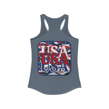 2 - sided RED White and Blue USA Patriot Women's Racerback Tank Top by cypherpunkgear – cypherpunkgear.com | Cypherpunk Merch