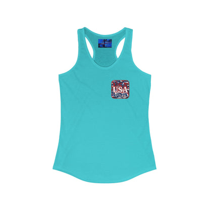 2 - sided Red WHITE and Blue USA Patriot Women's Racerback Tank Top by cypherpunkgear – cypherpunkgear.com | Cypherpunk Merch