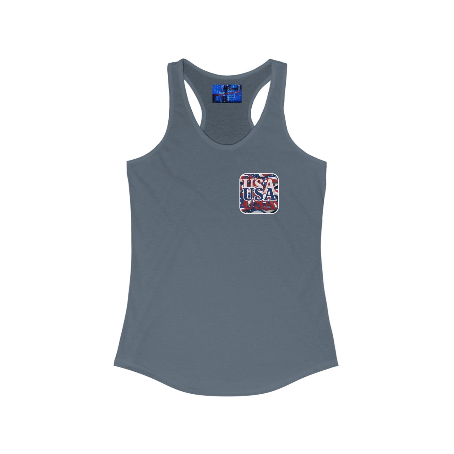 2 - sided Red White and BLUE USA Patriot Women's Racerback Tank Top by cypherpunkgear – cypherpunkgear.com | Cypherpunk Merch