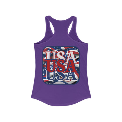 2 - sided RED White and Blue USA Patriot Women's Racerback Tank Top by cypherpunkgear – cypherpunkgear.com | Cypherpunk Merch