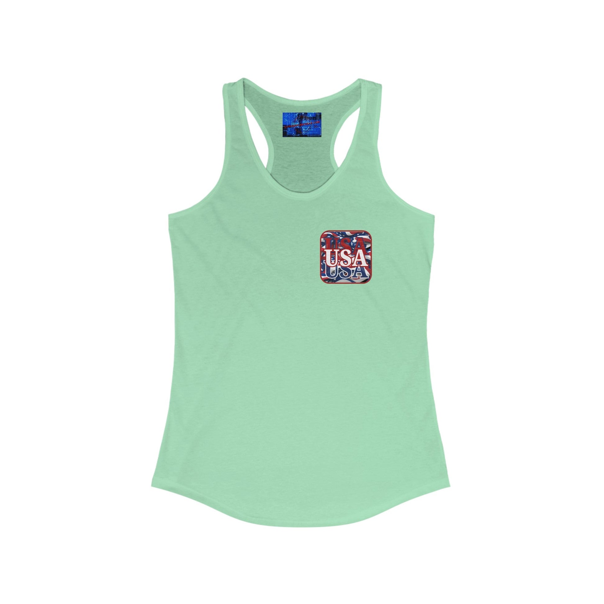 2 - sided Red WHITE and Blue USA Patriot Women's Racerback Tank Top by cypherpunkgear – cypherpunkgear.com | Cypherpunk Merch