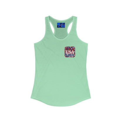 2 - sided Red WHITE and Blue USA Patriot Women's Racerback Tank Top by cypherpunkgear – cypherpunkgear.com | Cypherpunk Merch