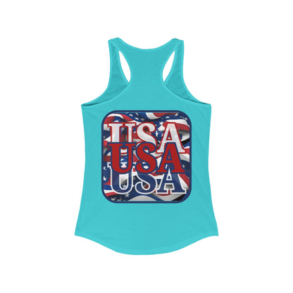 2 - sided RED White and Blue USA Patriot Women's Racerback Tank Top by cypherpunkgear – cypherpunkgear.com | Cypherpunk Merch
