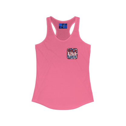 2 - sided Red WHITE and Blue USA Patriot Women's Racerback Tank Top by cypherpunkgear – cypherpunkgear.com | Cypherpunk Merch