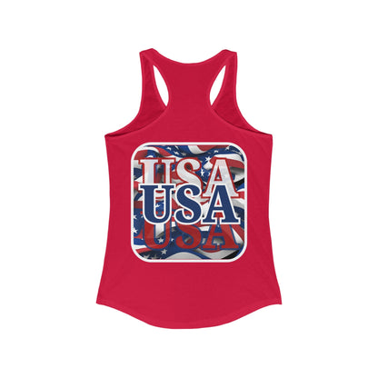 2 - sided Red White and BLUE USA Patriot Women's Racerback Tank Top by cypherpunkgear – cypherpunkgear.com | Cypherpunk Merch
