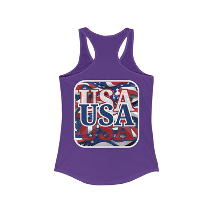 2 - sided Red White and BLUE USA Patriot Women's Racerback Tank Top by cypherpunkgear – cypherpunkgear.com | Cypherpunk Merch