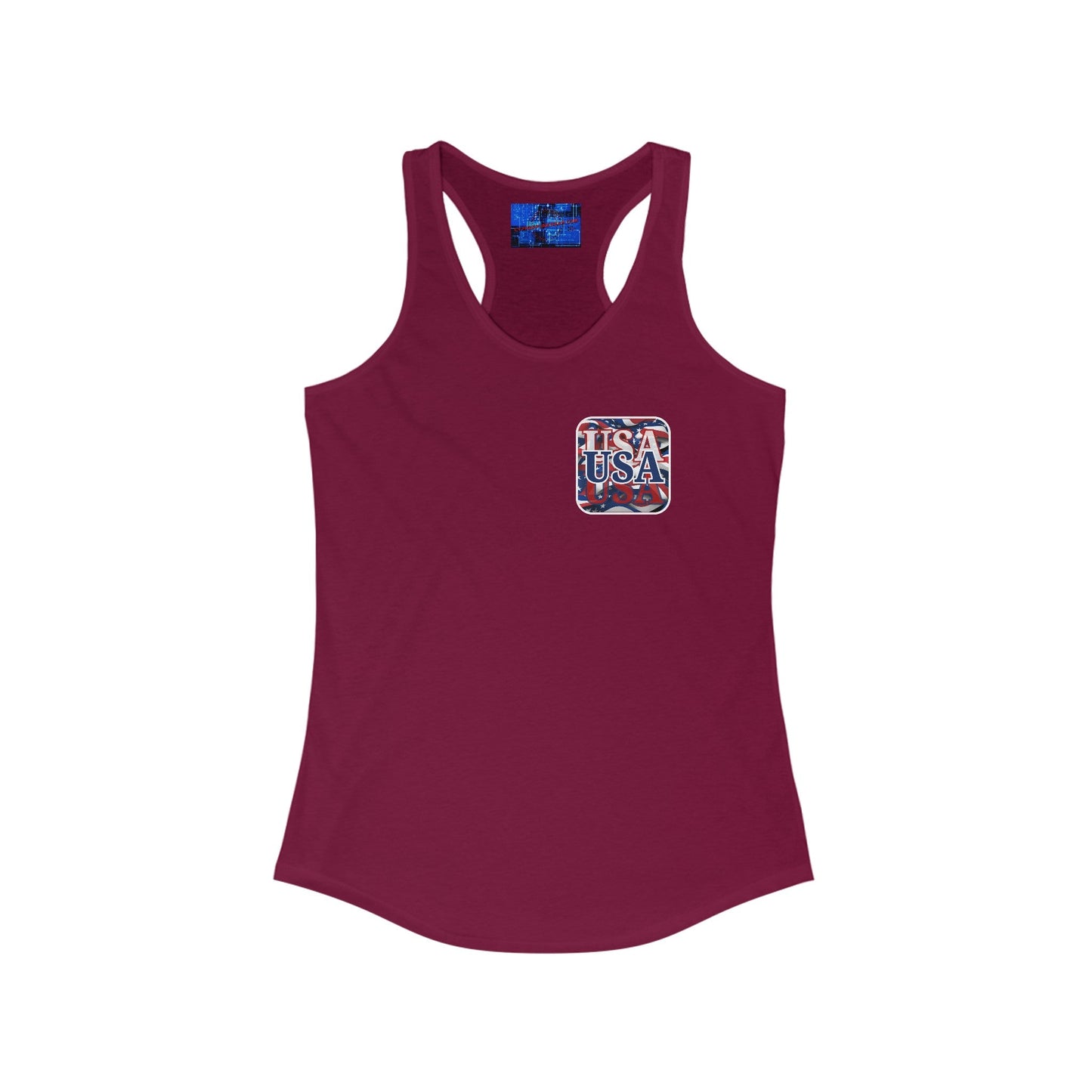 2 - sided Red White and BLUE USA Patriot Women's Racerback Tank Top by cypherpunkgear – cypherpunkgear.com | Cypherpunk Merch