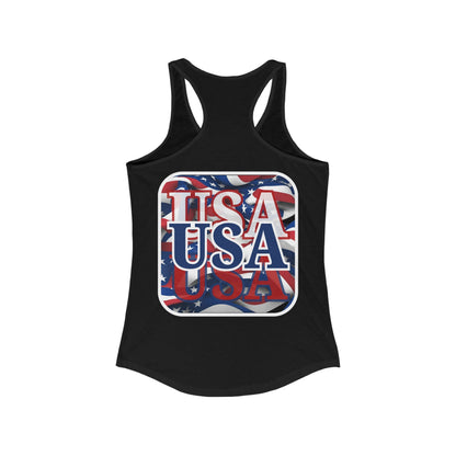 2 - sided Red White and BLUE USA Patriot Women's Racerback Tank Top by cypherpunkgear – cypherpunkgear.com | Cypherpunk Merch