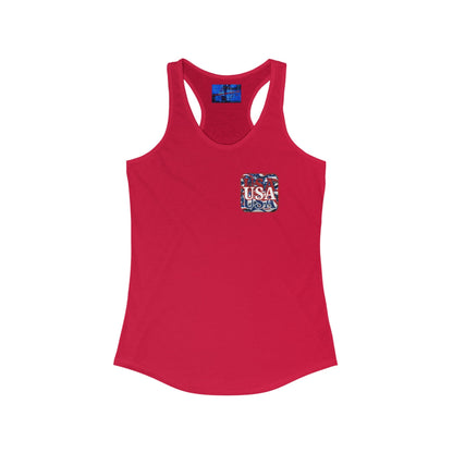 2 - sided Red WHITE and Blue USA Patriot Women's Racerback Tank Top by cypherpunkgear – cypherpunkgear.com | Cypherpunk Merch
