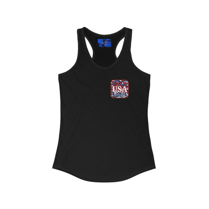 2 - sided Red WHITE and Blue USA Patriot Women's Racerback Tank Top by cypherpunkgear – cypherpunkgear.com | Cypherpunk Merch