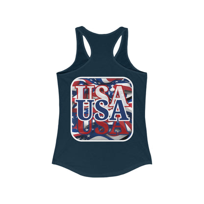 2 - sided Red White and BLUE USA Patriot Women's Racerback Tank Top by cypherpunkgear – cypherpunkgear.com | Cypherpunk Merch