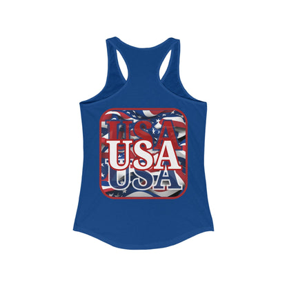 2 - sided Red WHITE and Blue USA Patriot Women's Racerback Tank Top by cypherpunkgear – cypherpunkgear.com | Cypherpunk Merch