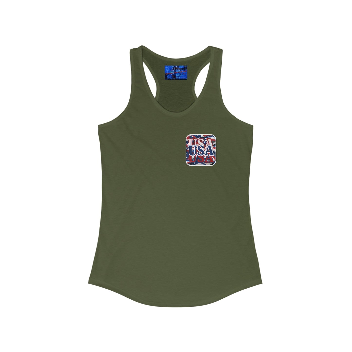 2 - sided Red White and BLUE USA Patriot Women's Racerback Tank Top by cypherpunkgear – cypherpunkgear.com | Cypherpunk Merch