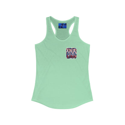 2 - sided Red White and BLUE USA Patriot Women's Racerback Tank Top by cypherpunkgear – cypherpunkgear.com | Cypherpunk Merch