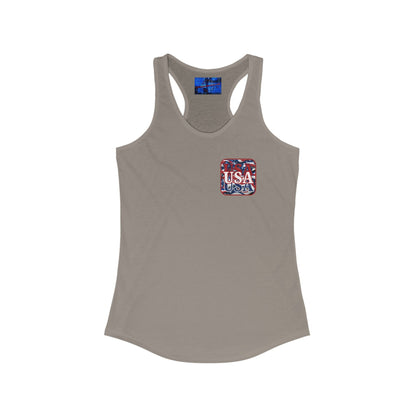2 - sided Red WHITE and Blue USA Patriot Women's Racerback Tank Top by cypherpunkgear – cypherpunkgear.com | Cypherpunk Merch