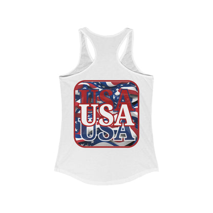 2 - sided Red WHITE and Blue USA Patriot Women's Racerback Tank Top by cypherpunkgear – cypherpunkgear.com | Cypherpunk Merch