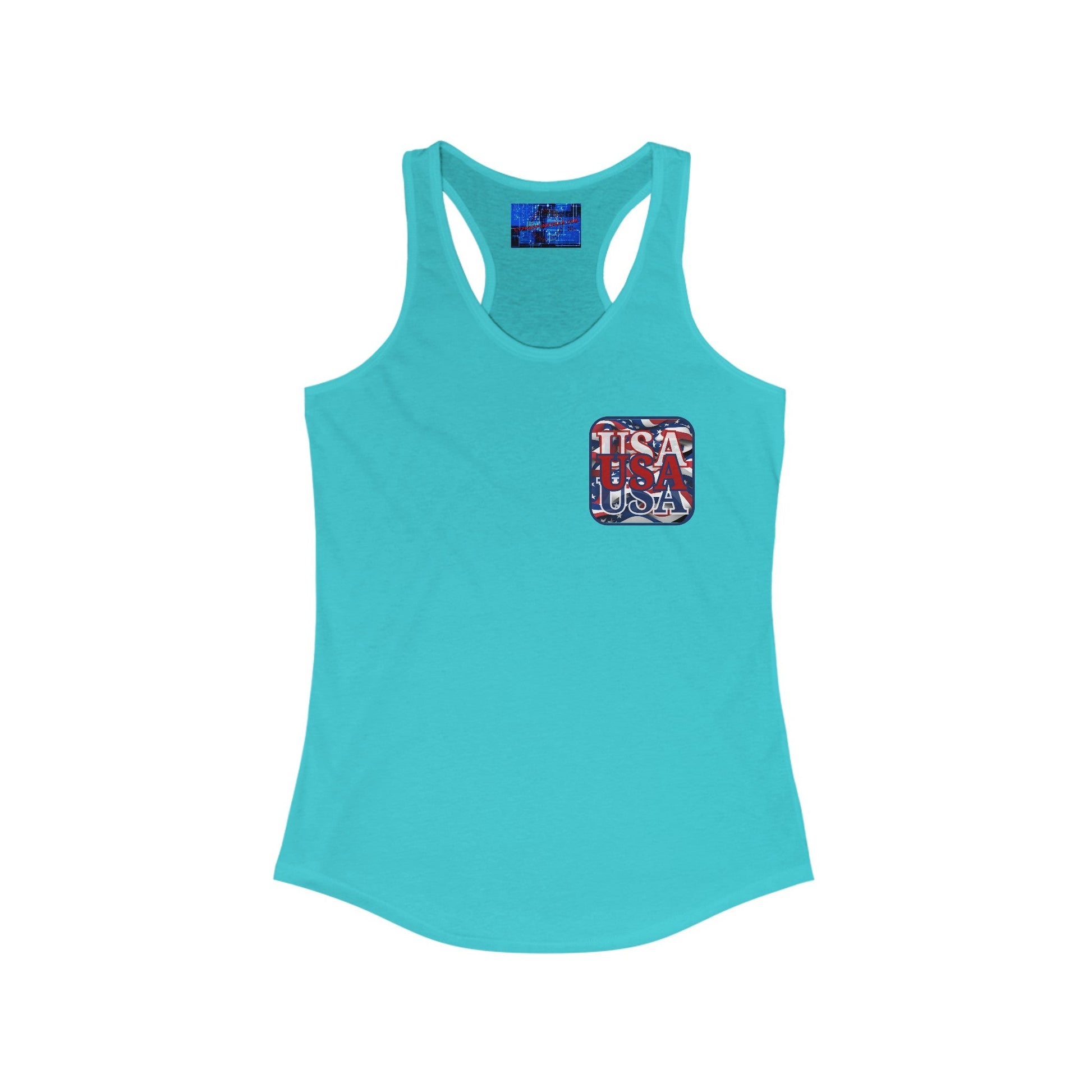 2 - sided RED White and Blue USA Patriot Women's Racerback Tank Top by cypherpunkgear – cypherpunkgear.com | Cypherpunk Merch