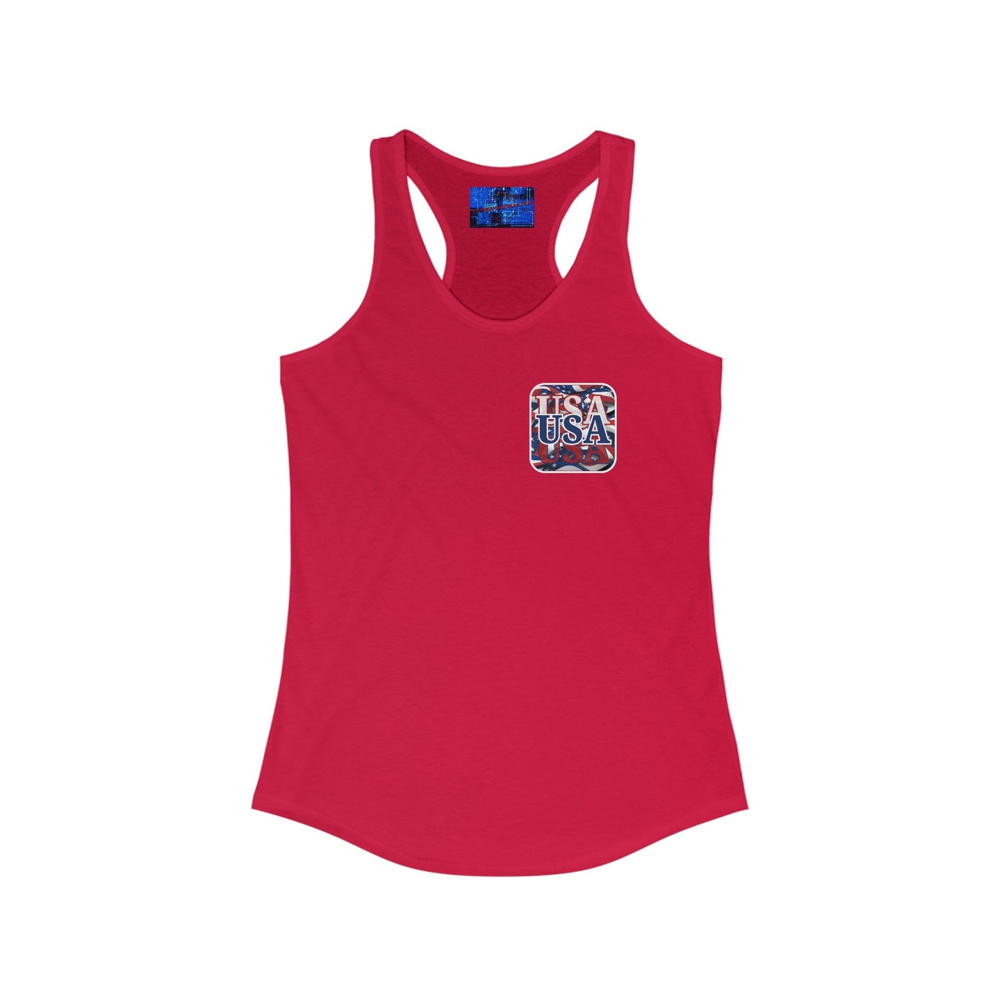2 - sided Red White and BLUE USA Patriot Women's Racerback Tank Top by cypherpunkgear – cypherpunkgear.com | Cypherpunk Merch