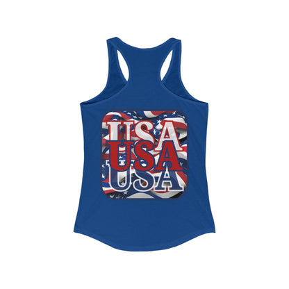 2 - sided RED White and Blue USA Patriot Women's Racerback Tank Top by cypherpunkgear – cypherpunkgear.com | Cypherpunk Merch
