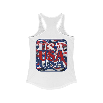 2 - sided RED White and Blue USA Patriot Women's Racerback Tank Top by cypherpunkgear – cypherpunkgear.com | Cypherpunk Merch