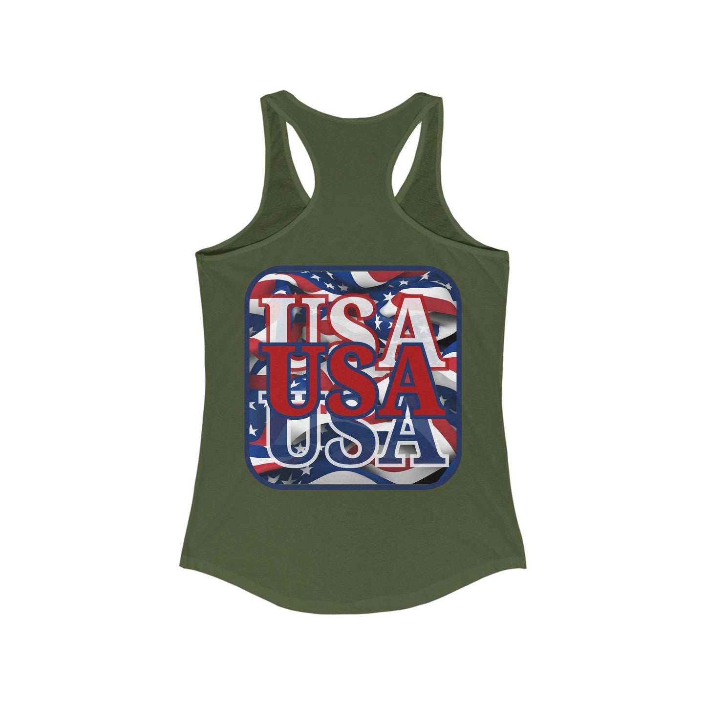 2 - sided RED White and Blue USA Patriot Women's Racerback Tank Top by cypherpunkgear – cypherpunkgear.com | Cypherpunk Merch