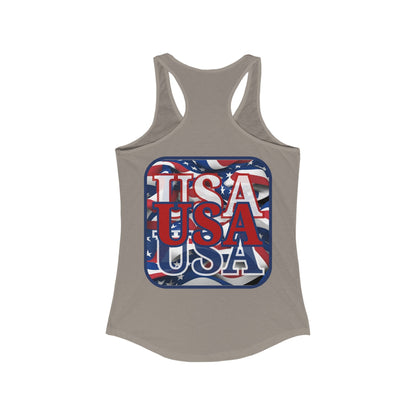 2 - sided RED White and Blue USA Patriot Women's Racerback Tank Top by cypherpunkgear – cypherpunkgear.com | Cypherpunk Merch