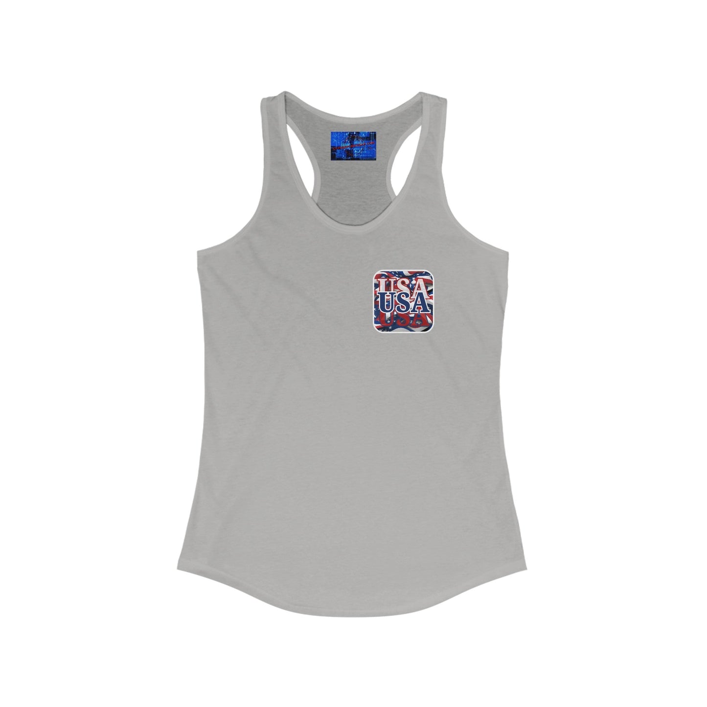 2 - sided Red White and BLUE USA Patriot Women's Racerback Tank Top by cypherpunkgear – cypherpunkgear.com | Cypherpunk Merch