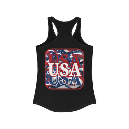 2 - sided Red WHITE and Blue USA Patriot Women's Racerback Tank Top by cypherpunkgear – cypherpunkgear.com | Cypherpunk Merch