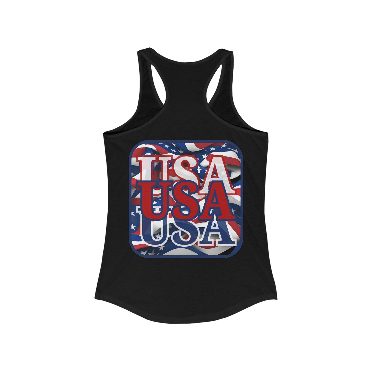 2 - sided RED White and Blue USA Patriot Women's Racerback Tank Top by cypherpunkgear – cypherpunkgear.com | Cypherpunk Merch