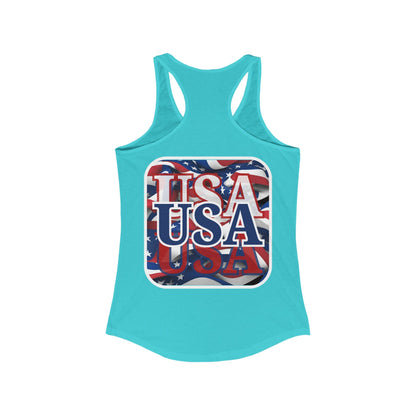 2 - sided Red White and BLUE USA Patriot Women's Racerback Tank Top by cypherpunkgear – cypherpunkgear.com | Cypherpunk Merch