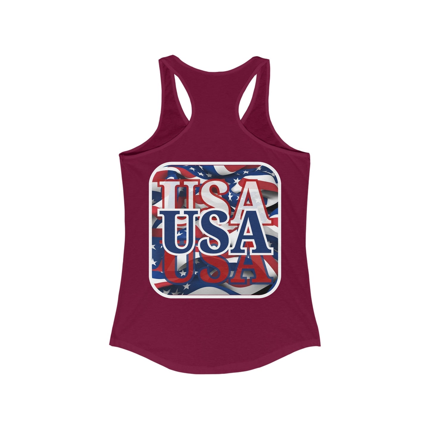 2 - sided Red White and BLUE USA Patriot Women's Racerback Tank Top by cypherpunkgear – cypherpunkgear.com | Cypherpunk Merch