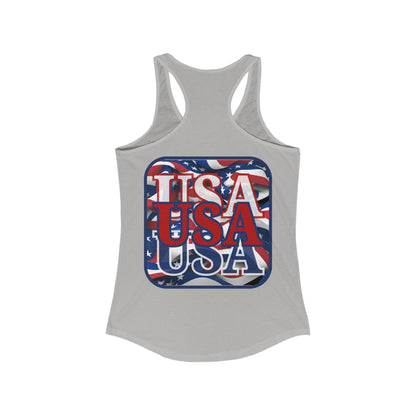 2 - sided RED White and Blue USA Patriot Women's Racerback Tank Top by cypherpunkgear – cypherpunkgear.com | Cypherpunk Merch