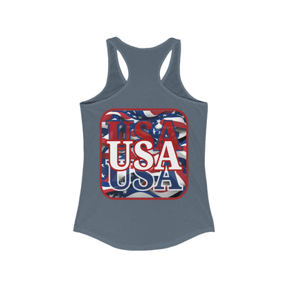 2 - sided Red WHITE and Blue USA Patriot Women's Racerback Tank Top by cypherpunkgear – cypherpunkgear.com | Cypherpunk Merch