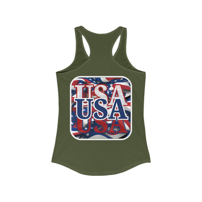 2 - sided Red White and BLUE USA Patriot Women's Racerback Tank Top by cypherpunkgear – cypherpunkgear.com | Cypherpunk Merch