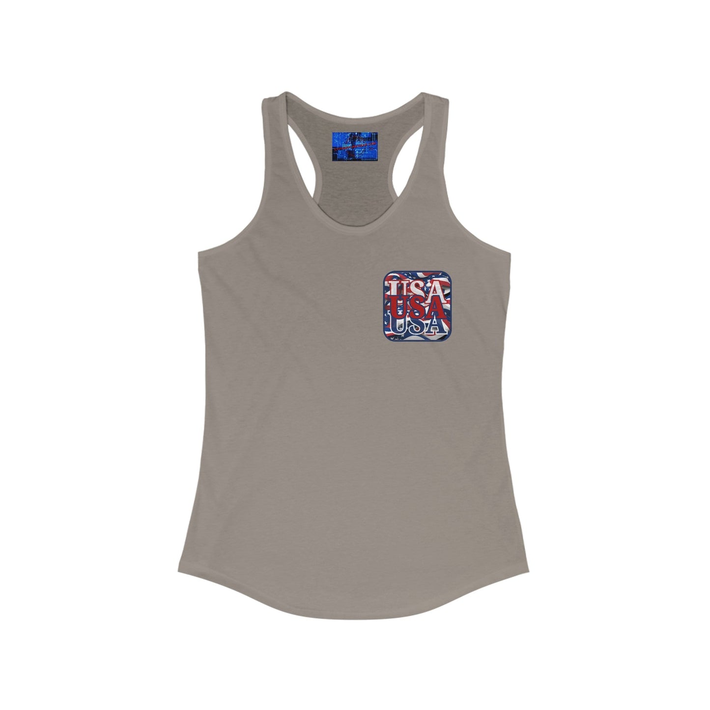 2 - sided RED White and Blue USA Patriot Women's Racerback Tank Top by cypherpunkgear – cypherpunkgear.com | Cypherpunk Merch