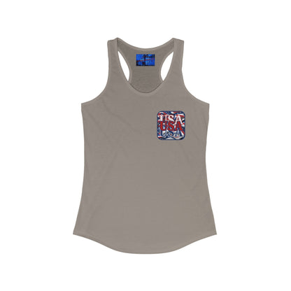 2 - sided RED White and Blue USA Patriot Women's Racerback Tank Top by cypherpunkgear – cypherpunkgear.com | Cypherpunk Merch