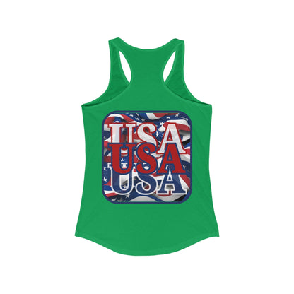 2 - sided RED White and Blue USA Patriot Women's Racerback Tank Top by cypherpunkgear – cypherpunkgear.com | Cypherpunk Merch