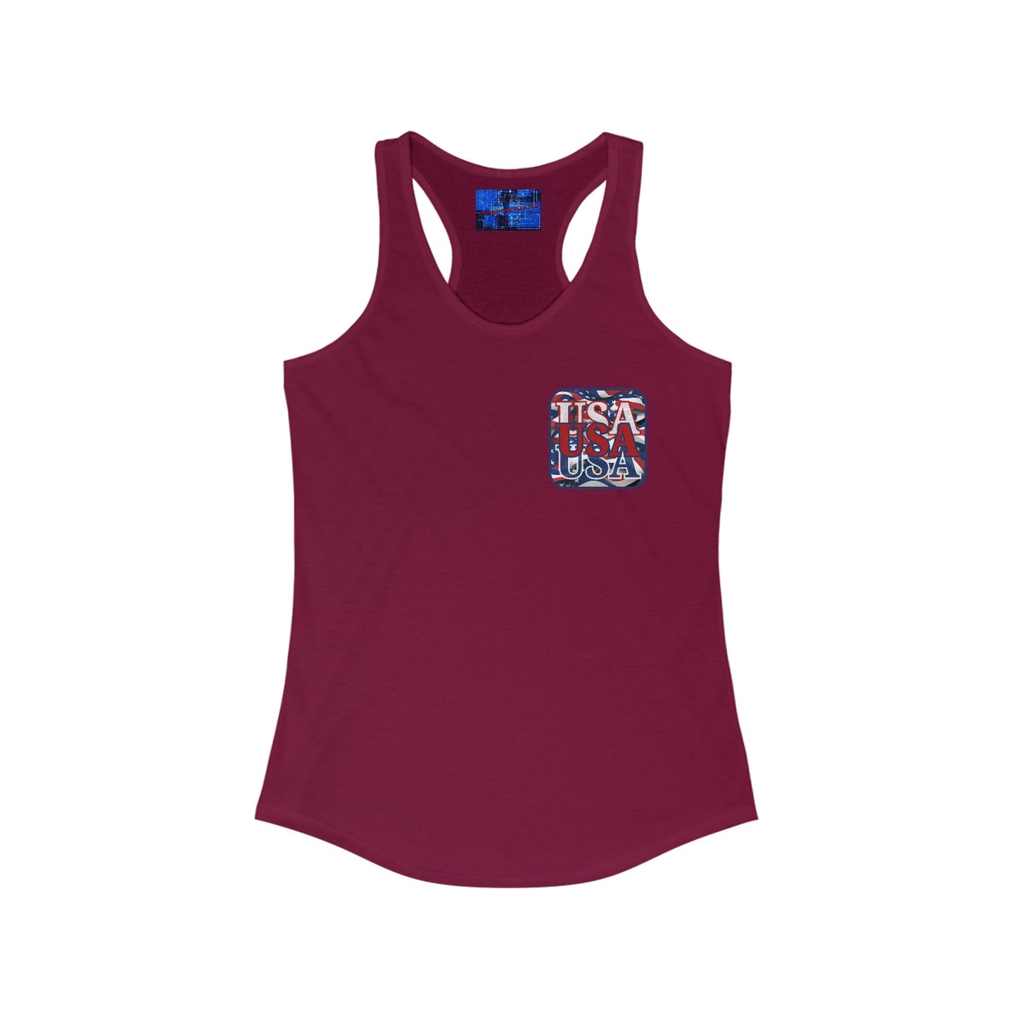 2 - sided RED White and Blue USA Patriot Women's Racerback Tank Top by cypherpunkgear – cypherpunkgear.com | Cypherpunk Merch