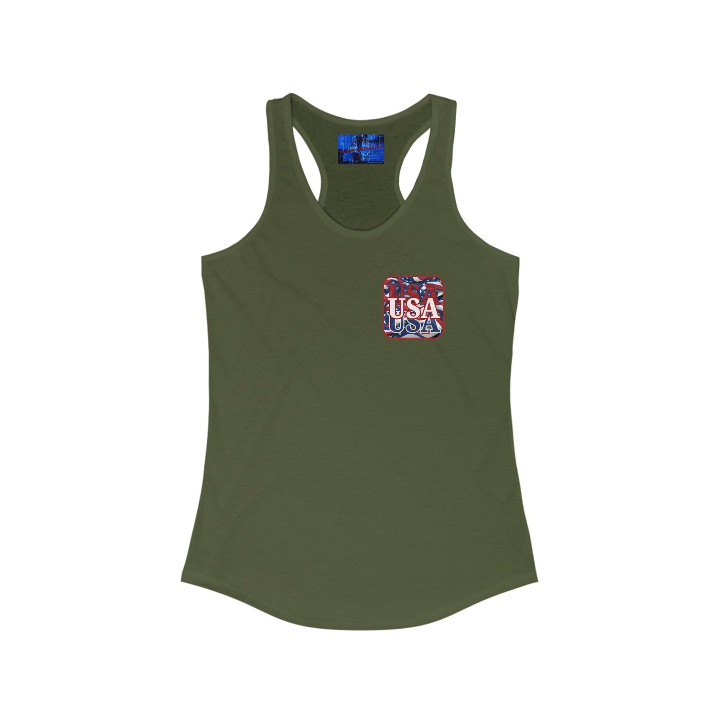 2 - sided Red WHITE and Blue USA Patriot Women's Racerback Tank Top by cypherpunkgear – cypherpunkgear.com | Cypherpunk Merch