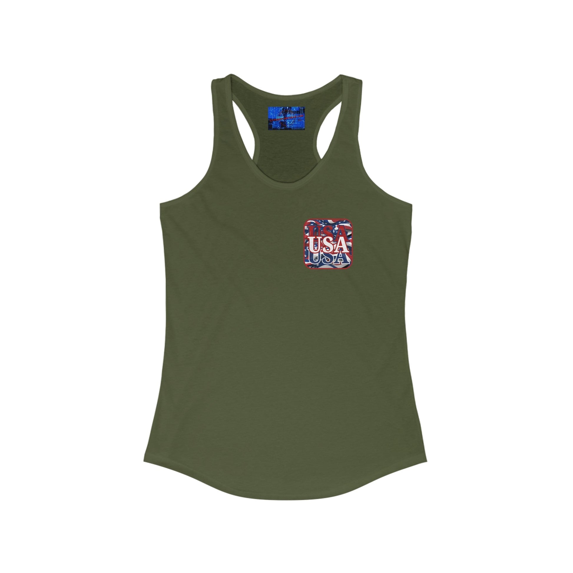 2 - sided Red WHITE and Blue USA Patriot Women's Racerback Tank Top by cypherpunkgear – cypherpunkgear.com | Cypherpunk Merch