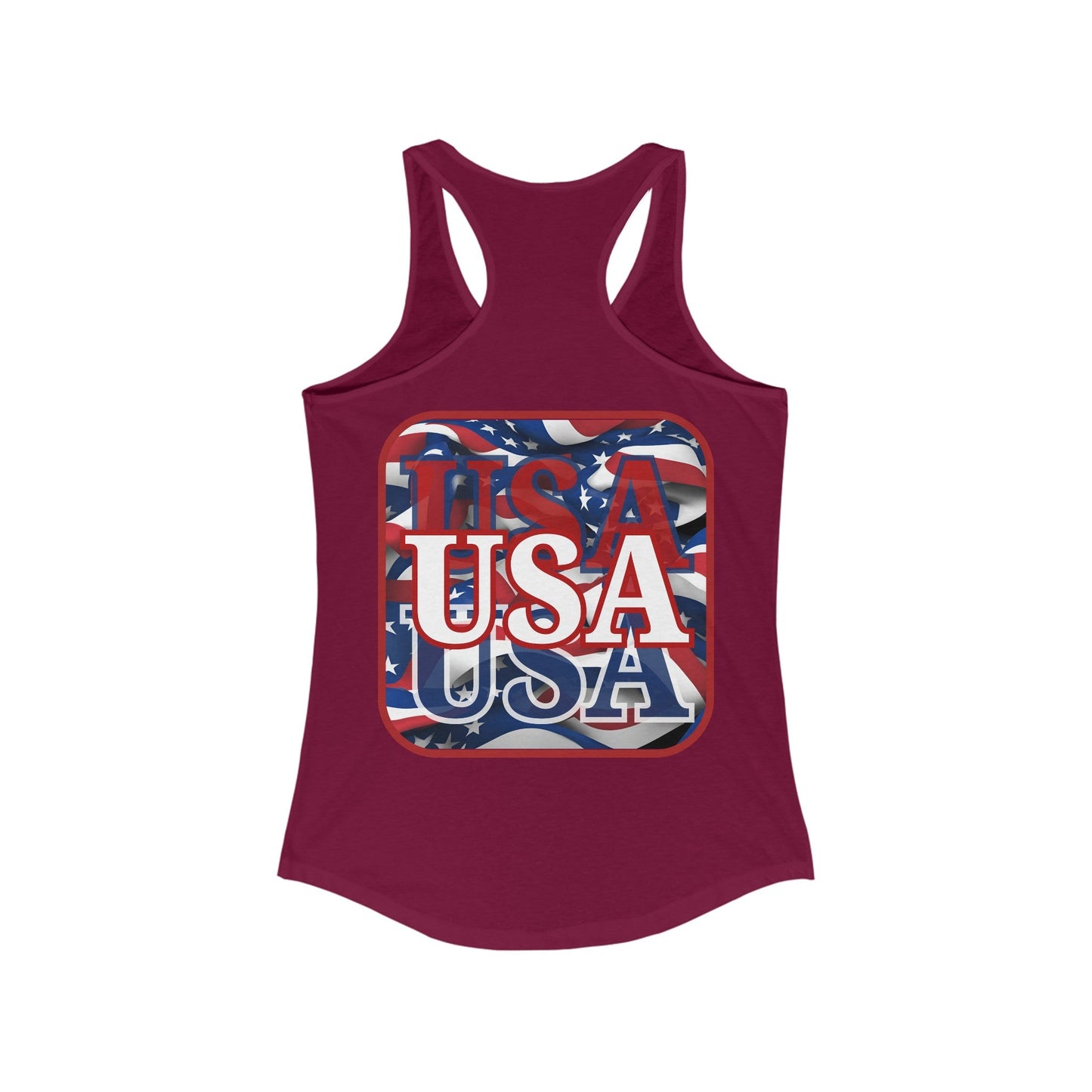 2 - sided Red WHITE and Blue USA Patriot Women's Racerback Tank Top by cypherpunkgear – cypherpunkgear.com | Cypherpunk Merch