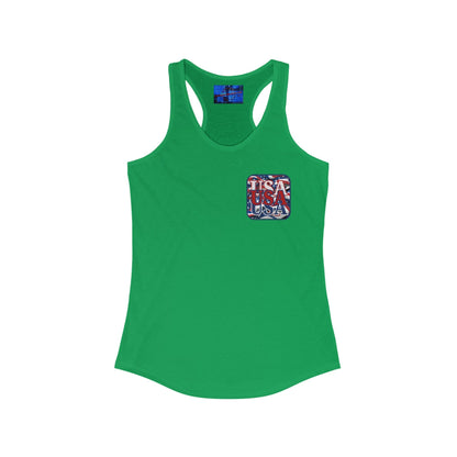 2 - sided RED White and Blue USA Patriot Women's Racerback Tank Top by cypherpunkgear – cypherpunkgear.com | Cypherpunk Merch