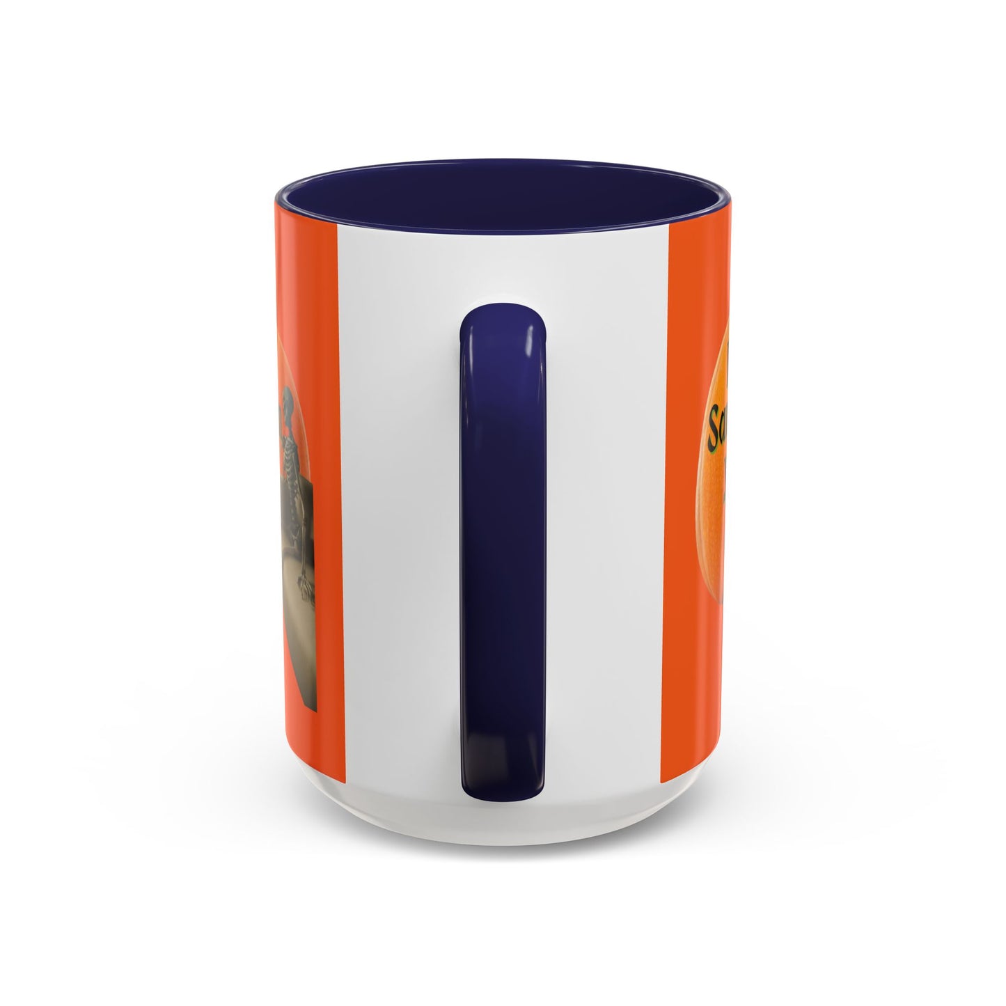 Is It Samhain Yet? Skeleton's Giant Pumpkin Orange Accent Mug by CreepyCrafts.boo
