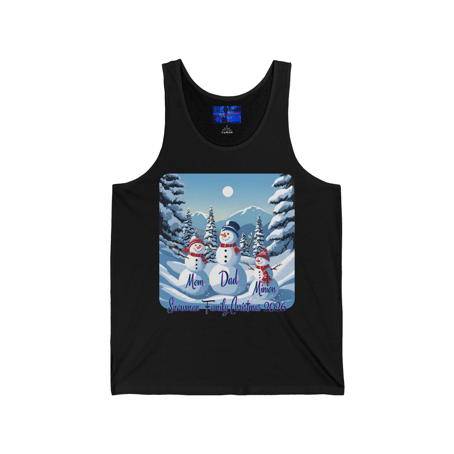 Snowman Family of 3 Unisex Jersey Tank Top by cypherpunkgear.com