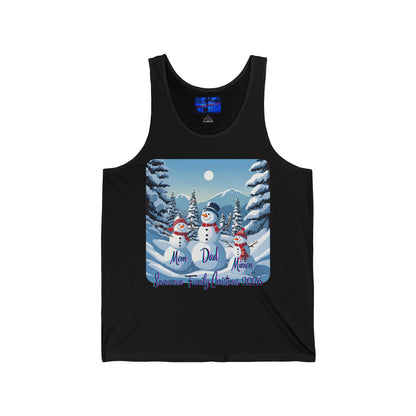Snowman Family of 3 Unisex Jersey Tank Top by cypherpunkgear.com