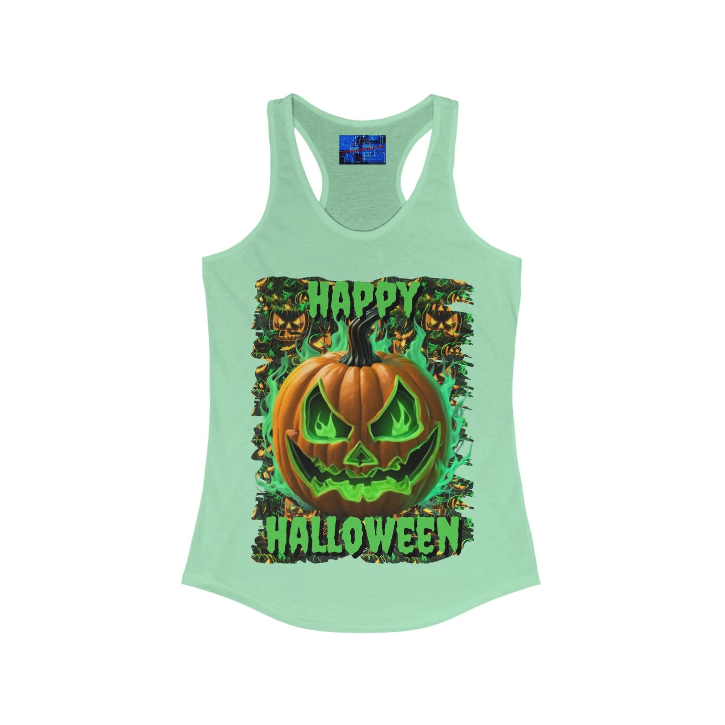 Happy Halloween Green Jack Women's Racerback Tank Top by cypherpunkgear