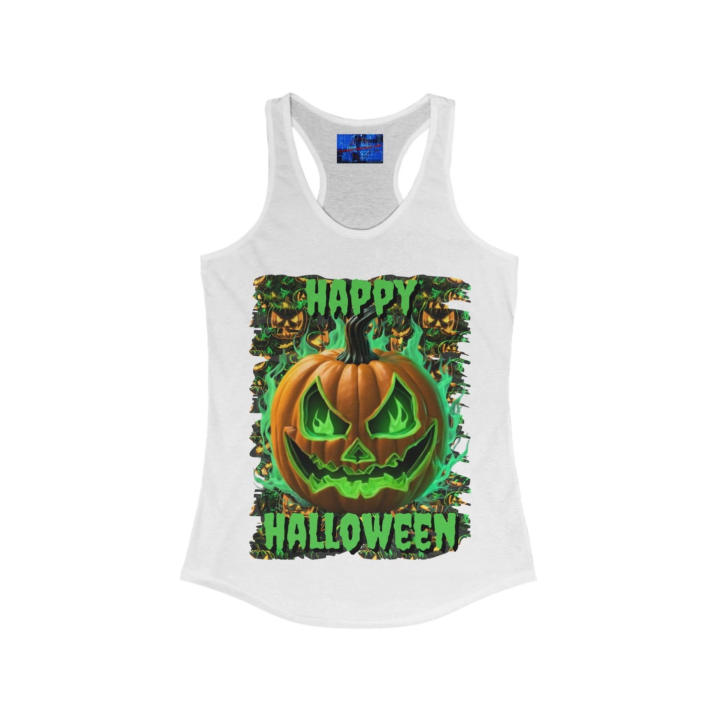 Happy Halloween Green Jack Women's Racerback Tank Top by cypherpunkgear