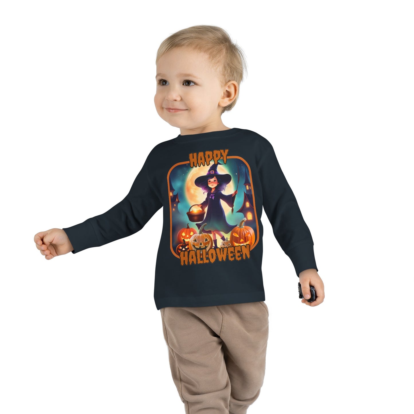 Happy Halloween Little Witch ORfont Toddler Long Sleeve Tee by cypherpunkgear