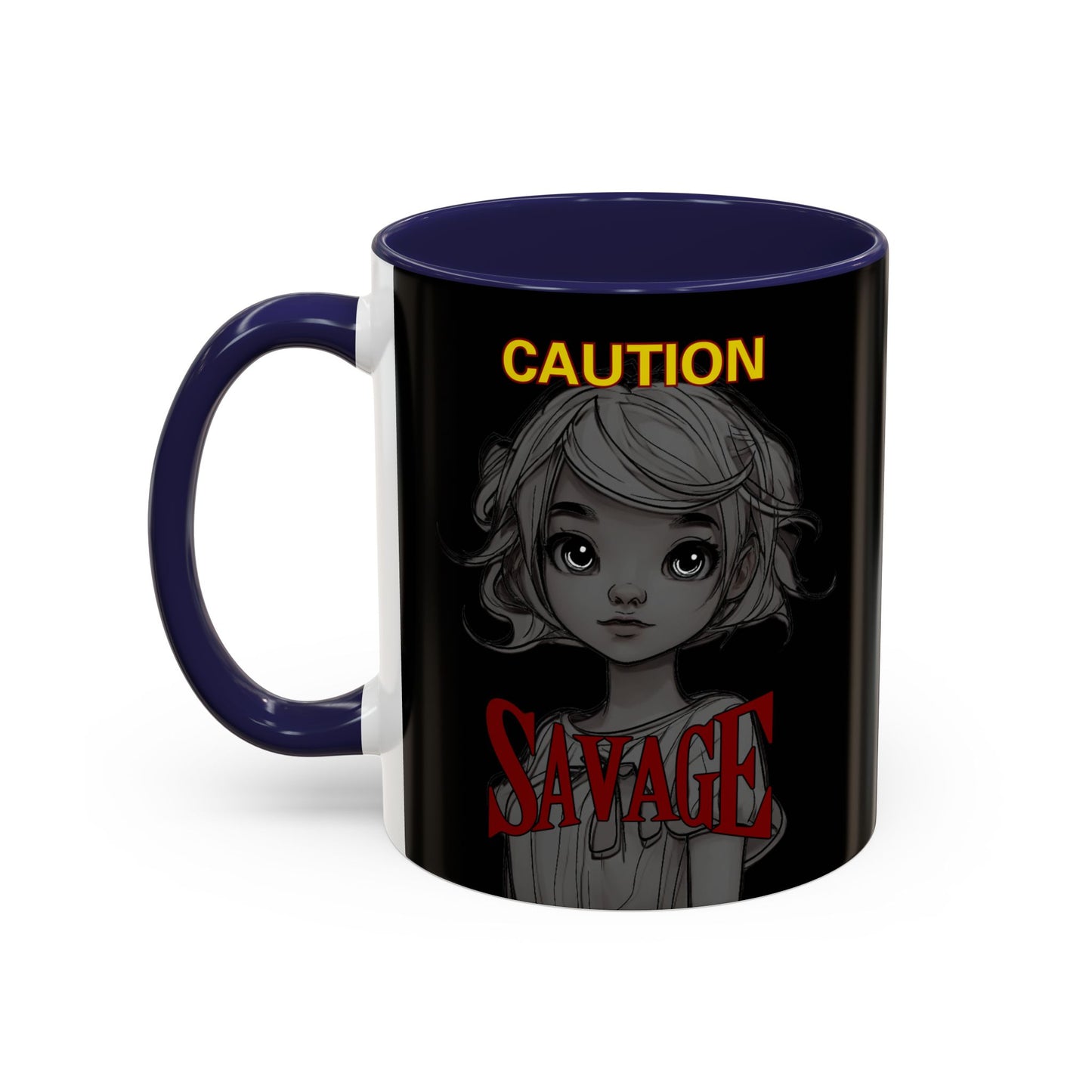 Caution, Savage Black Accent Mug by cypherpunkgear.com